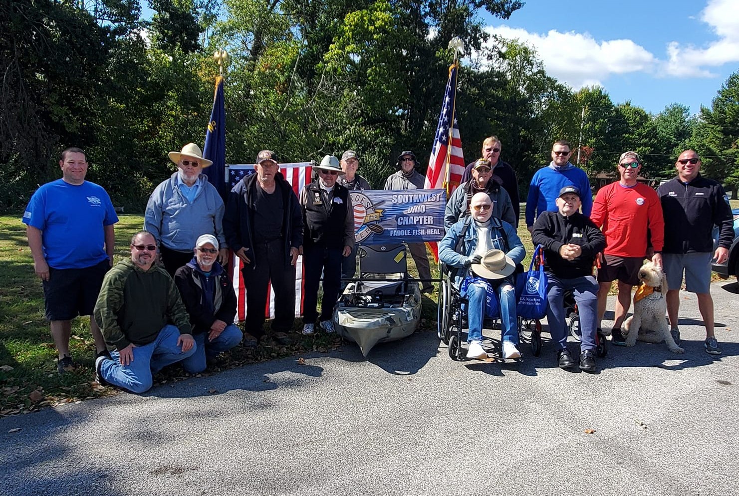 Heroes on the water group photo at an event.